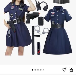 Kids Navy Blue Police Dress Costume